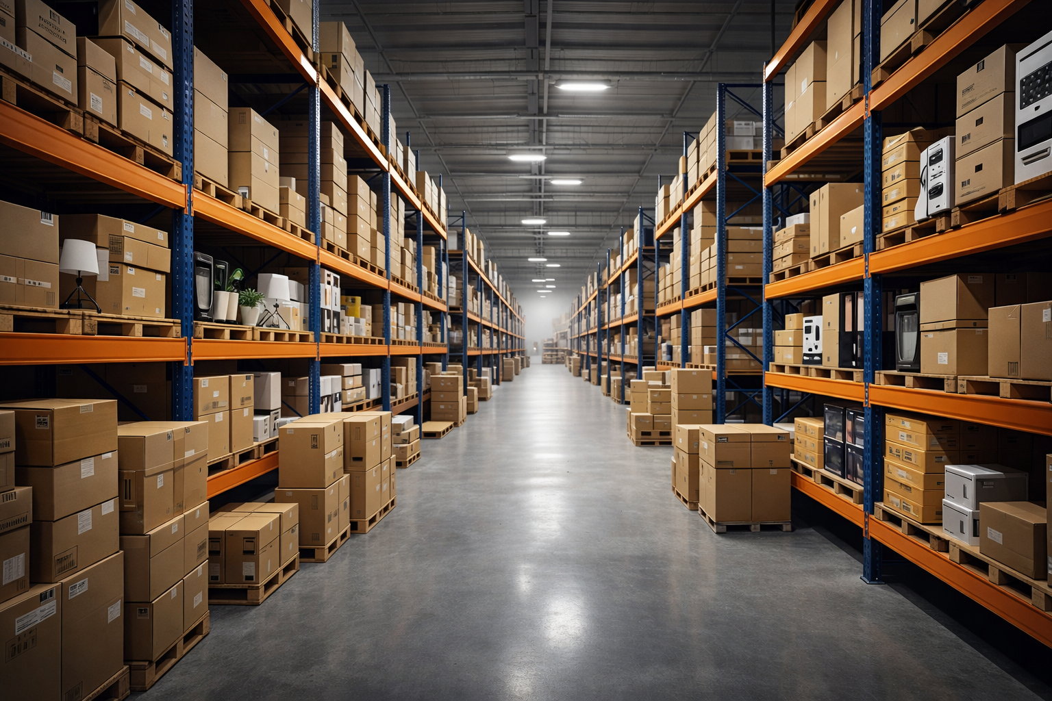 Modern warehouse with organized new inventory